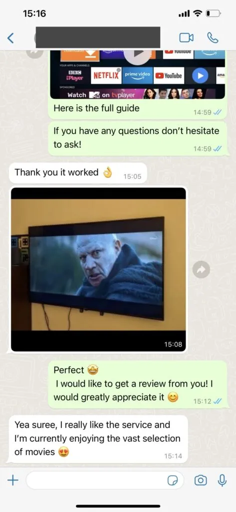 TV Corn WhatsApp Kundenservice Screenshot 1
